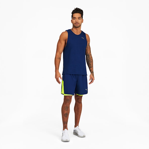 Shorts Running 2 en 1 de 7" Favourite para Hombre, Elektro Blue-Yellow Alert, extralarge